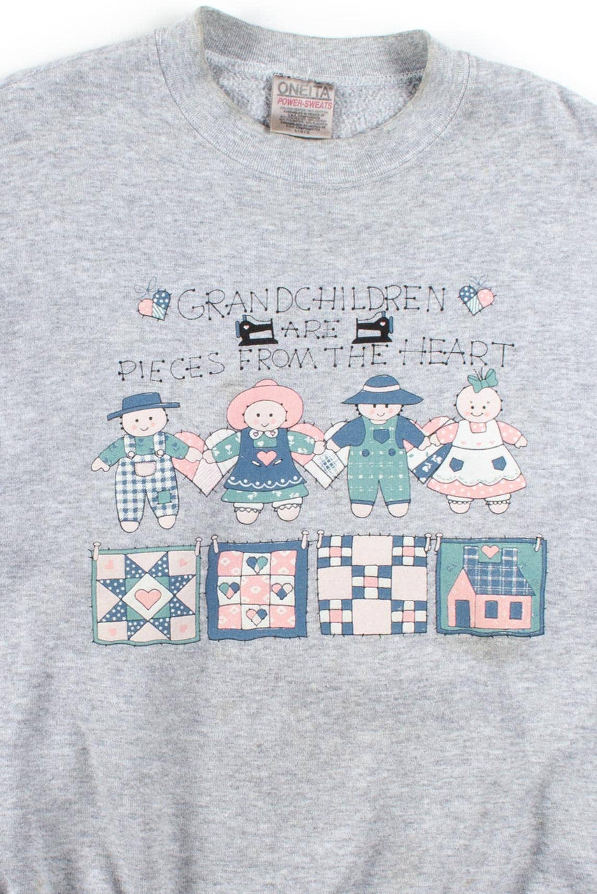 Vintage Grandchildren Patchwork Graphic Sweatshirt