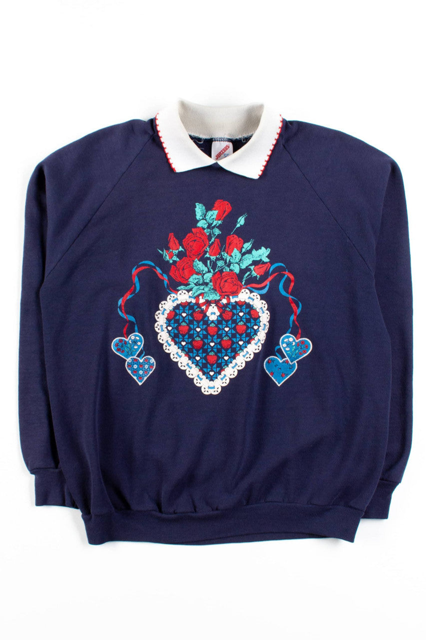 Vintage Hearts Collared Sweatshirt