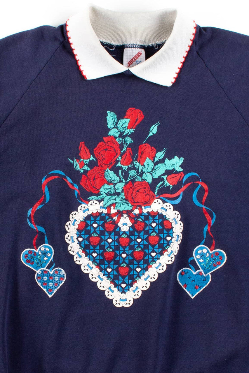 Vintage Hearts Collared Sweatshirt