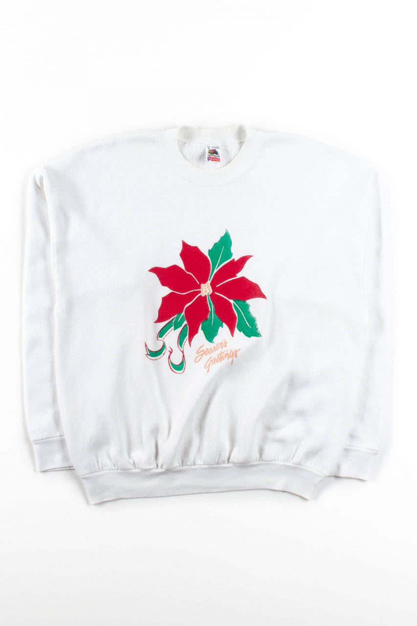 Vintage Season's Greetings Poinsettia Sweatshirt