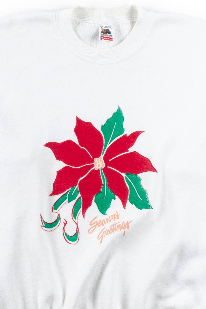 Vintage Season's Greetings Poinsettia Sweatshirt