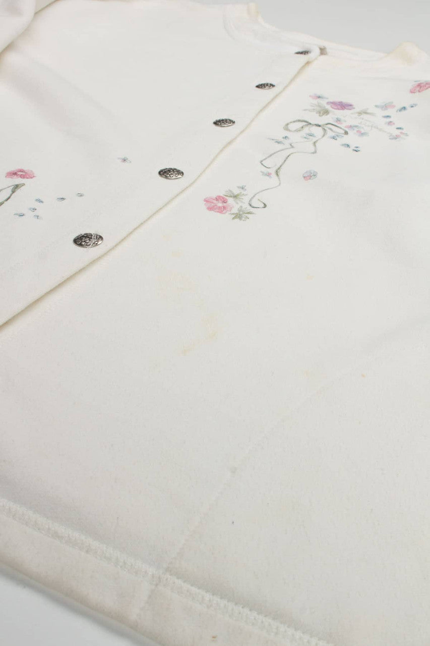 Embossed Floral Button Up Sweatshirt