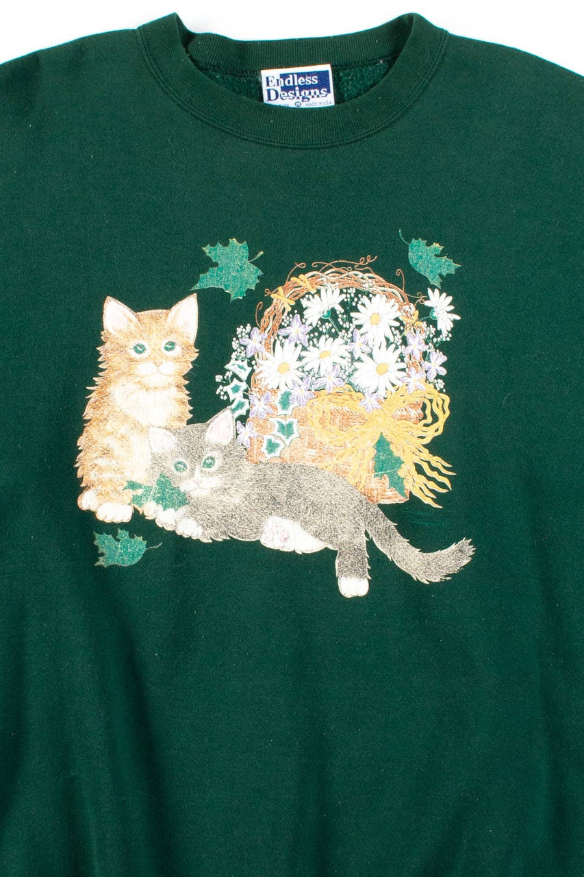 Vintage Kittens & Flowers Sweatshirt