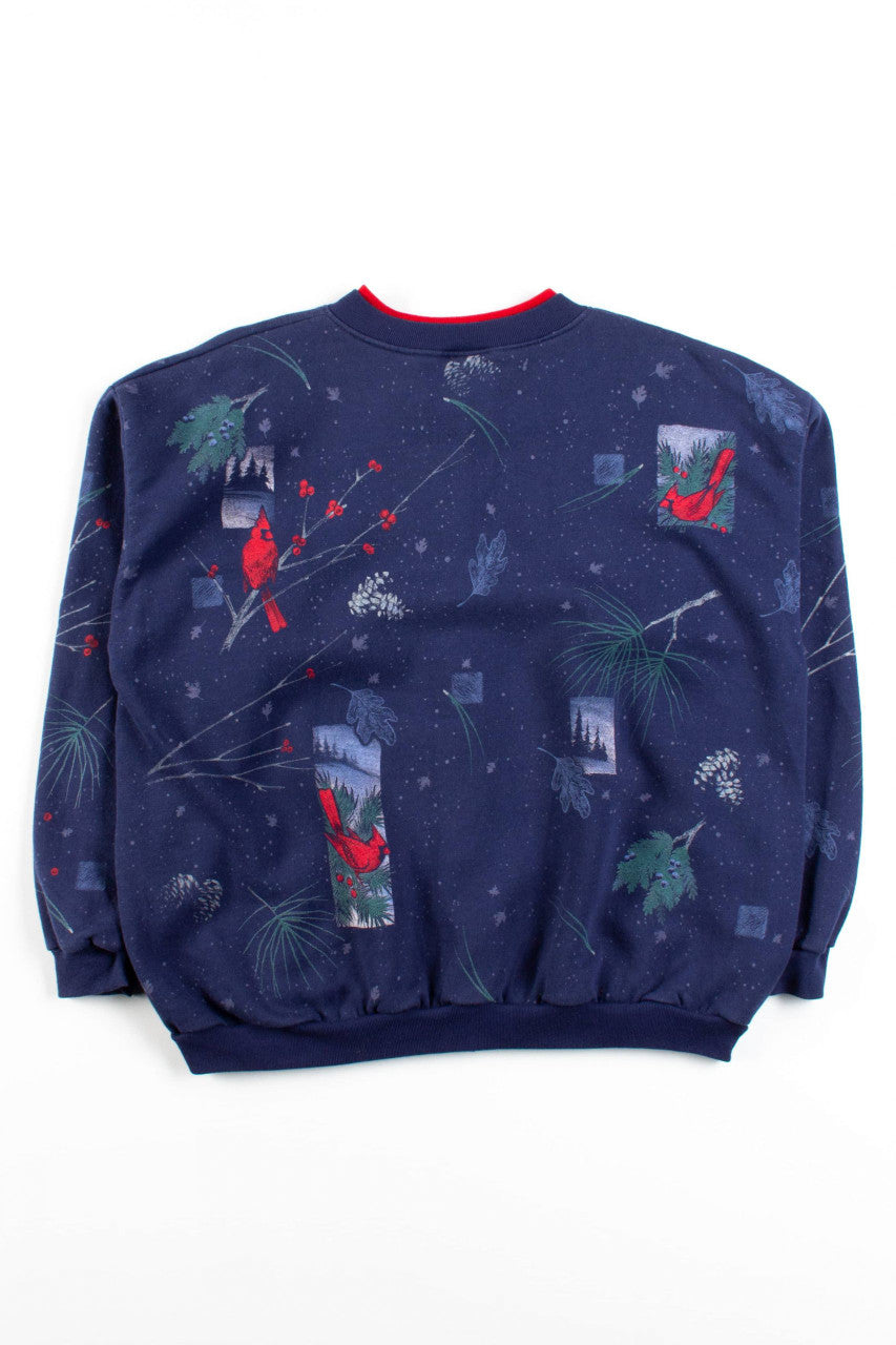 Vintage Cardinals In Winter Button Up Sweatshirt