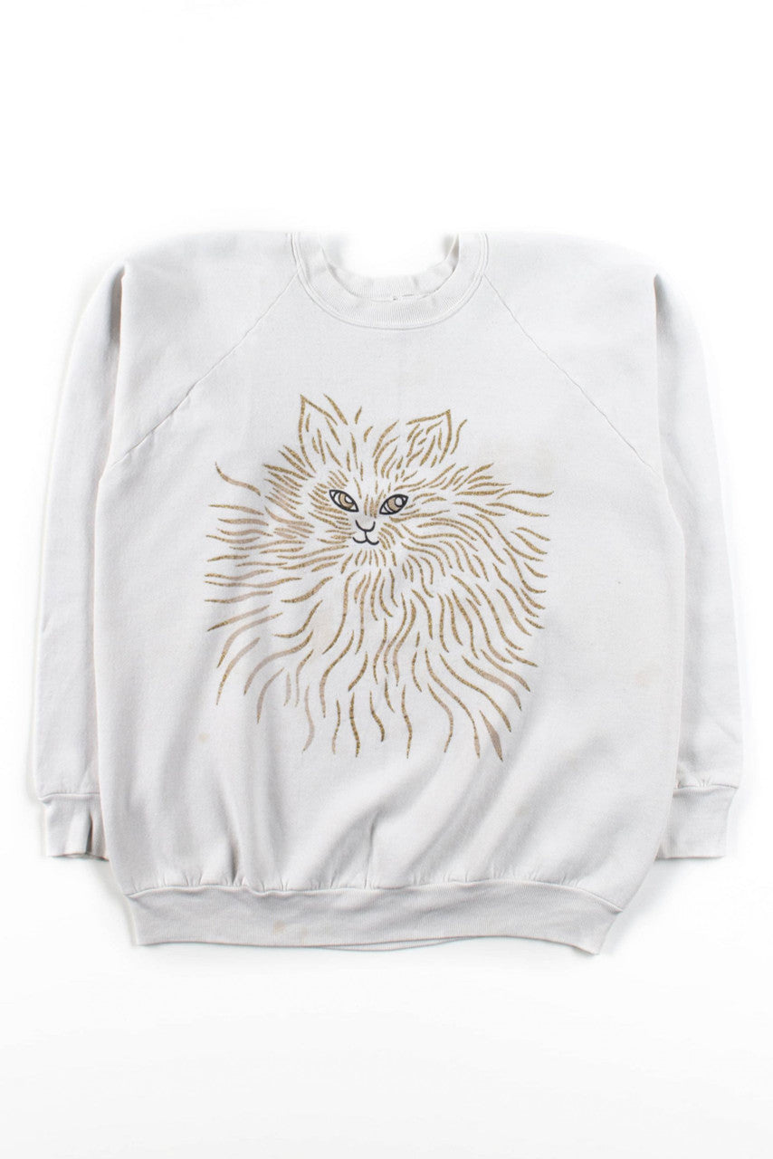 Vintage Fluffy Glitter Cat Sweatshirt