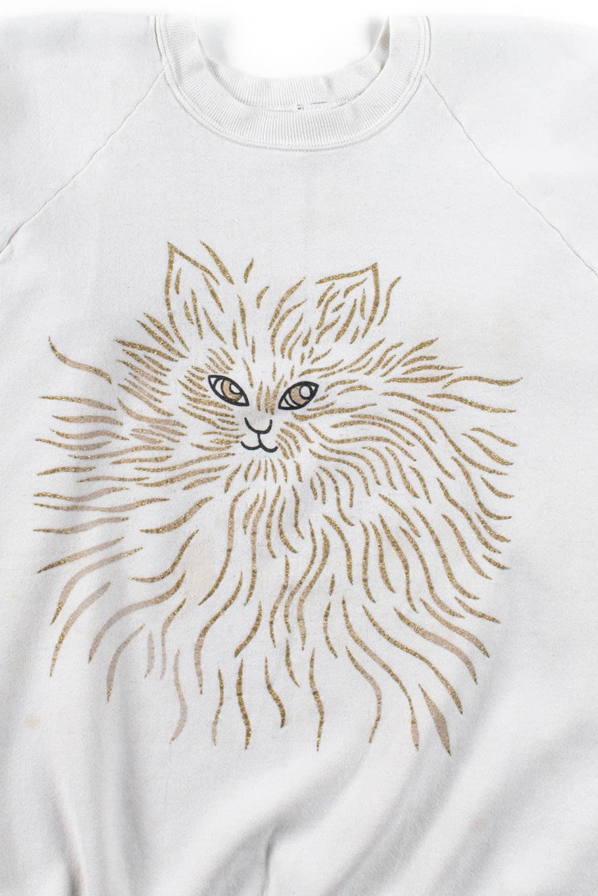 Vintage Fluffy Glitter Cat Sweatshirt