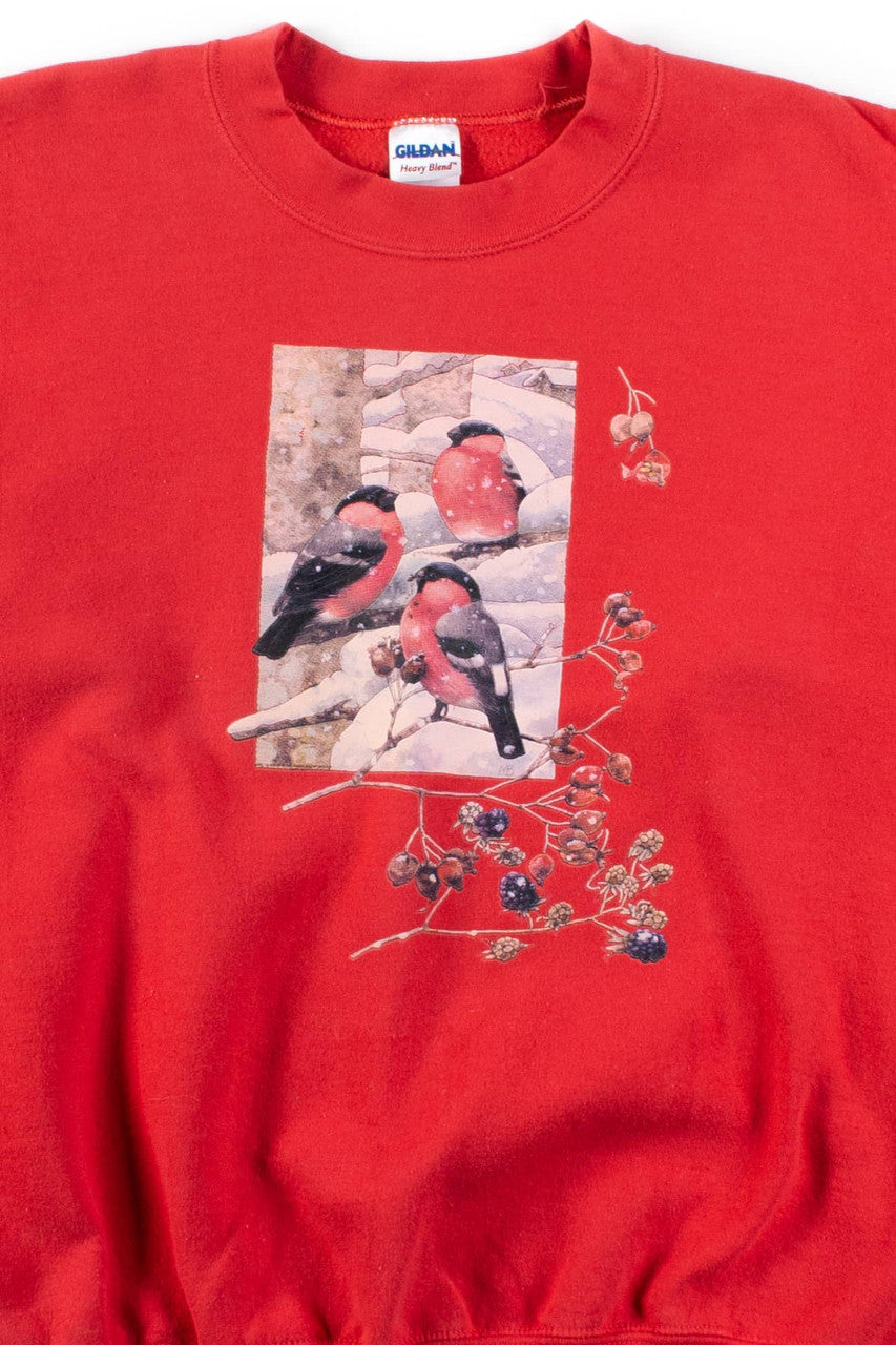 Winter Bullfinches Vintage Sweatshirt