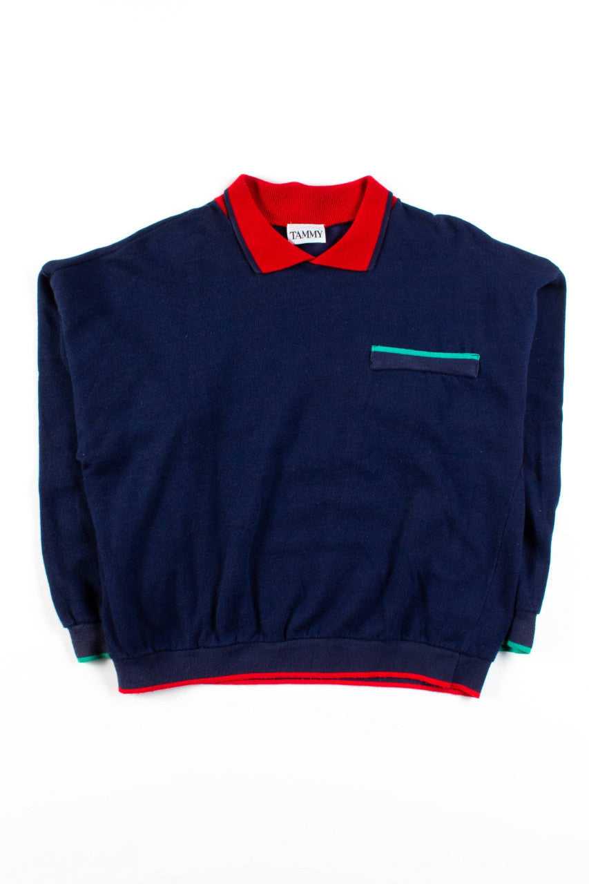 Vintage Navy Collared Sweatshirt