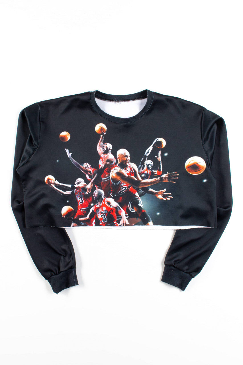 Michael Jordan Photo Collage Cropped Sweatshirt