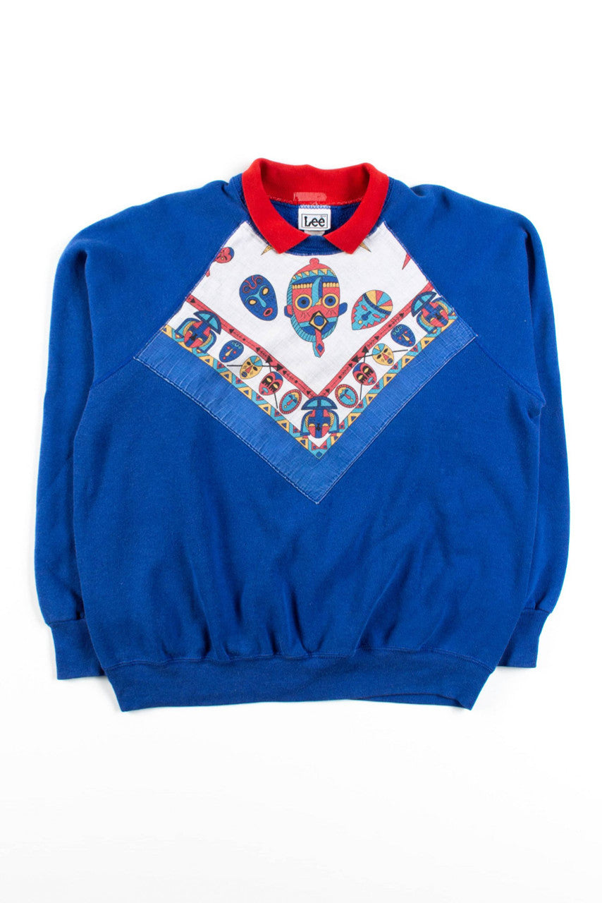 Vintage Masks Collared Sweatshirt