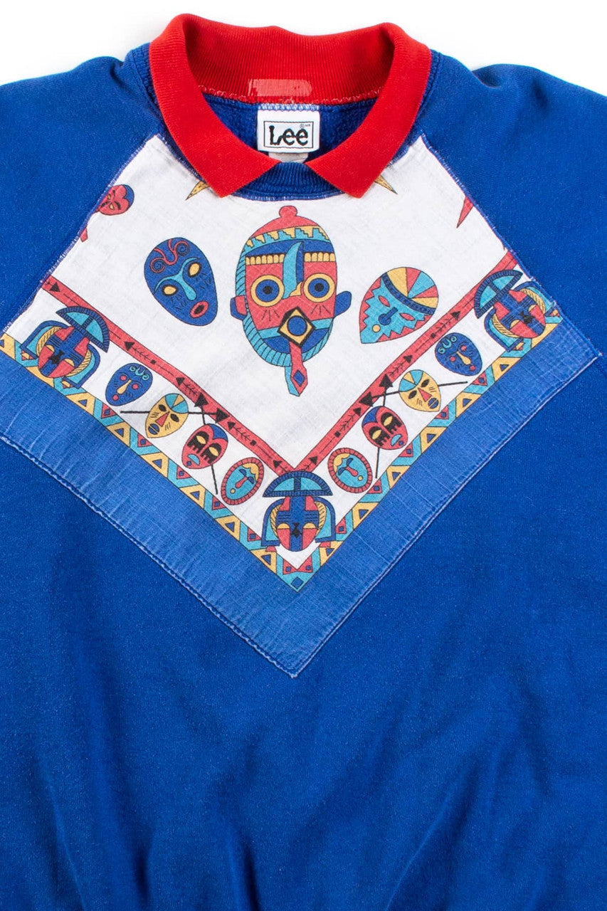 Vintage Masks Collared Sweatshirt