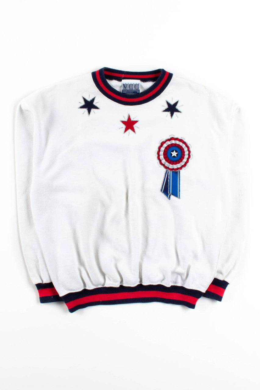 Vintage Blue Ribbon Applique Sweatshirt
