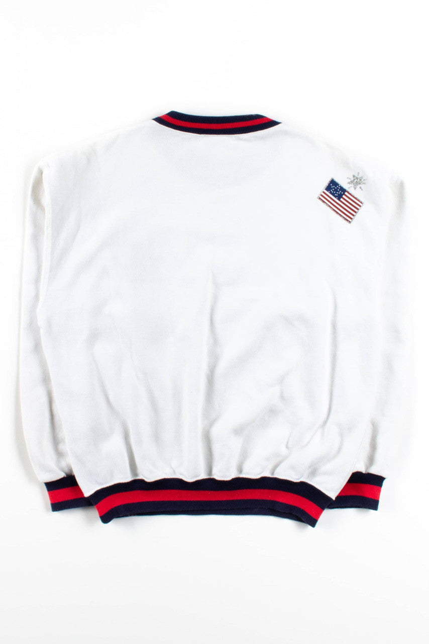 Vintage Blue Ribbon Applique Sweatshirt