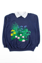 Vintage Collared Water Flora Sweatshirt