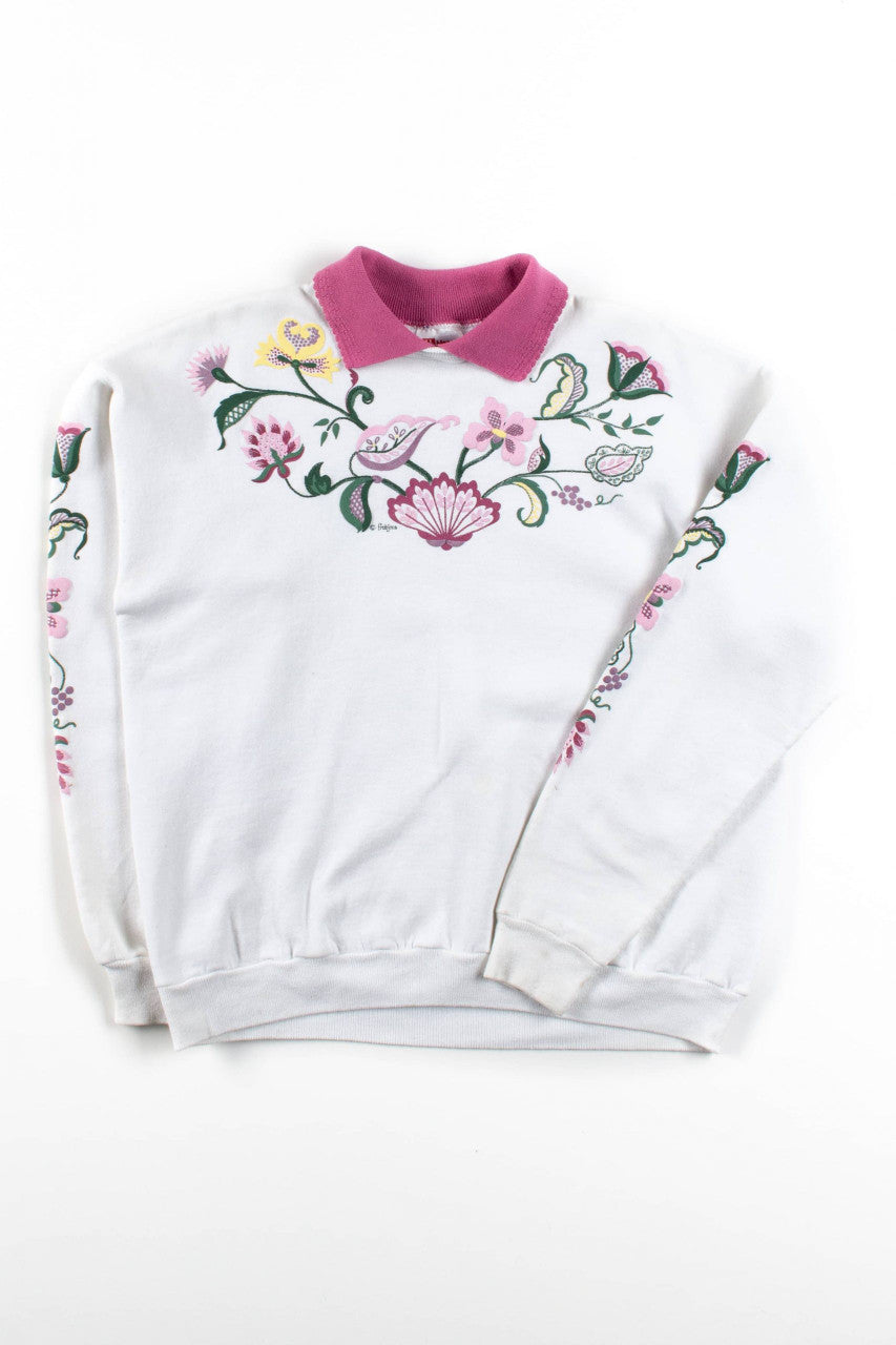 Vintage Frabjous Floral Collared Sweatshirt