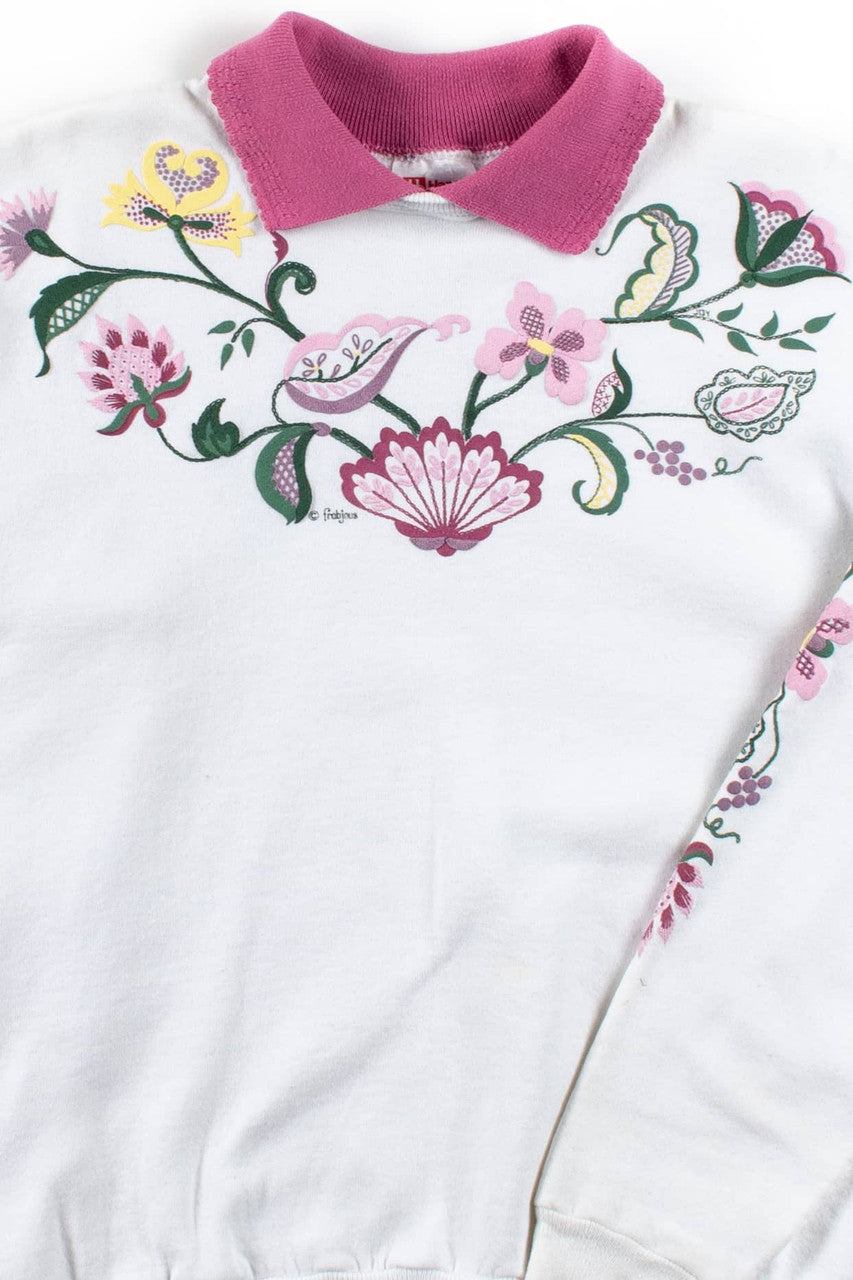 Vintage Frabjous Floral Collared Sweatshirt