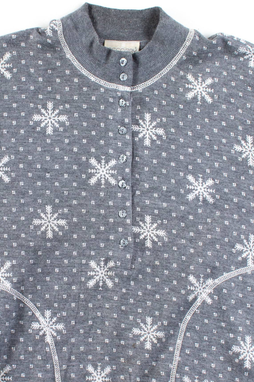 Vintage Snowflakes Henley Pocket Sweatshirt