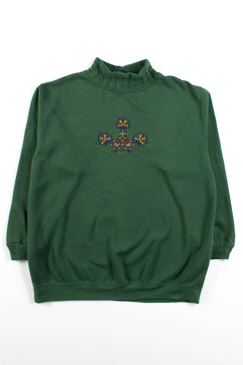 Vintage Floral Embroidery Sweatshirt
