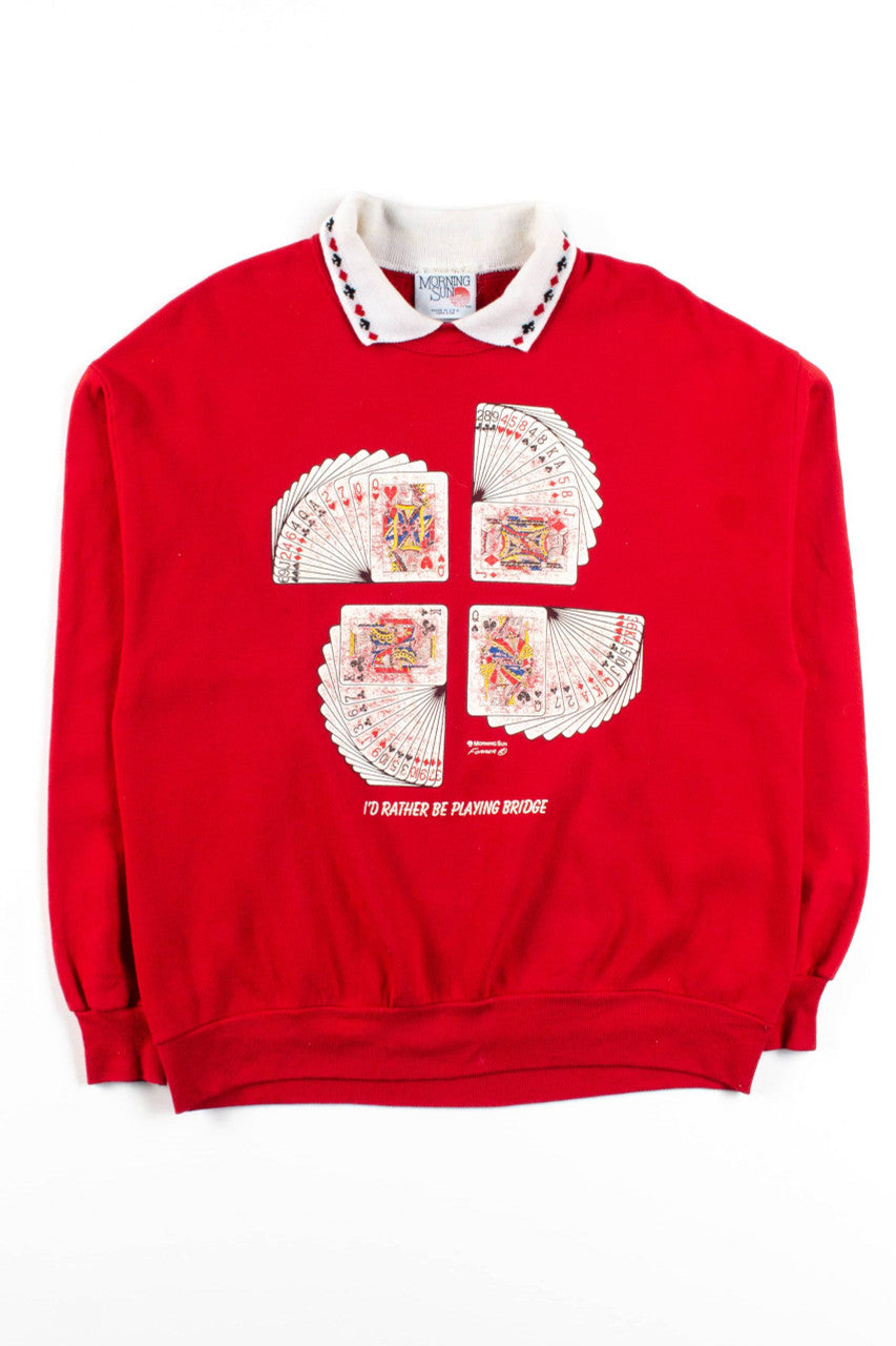 Vintage Bridge Cards Collared Sweatshirt