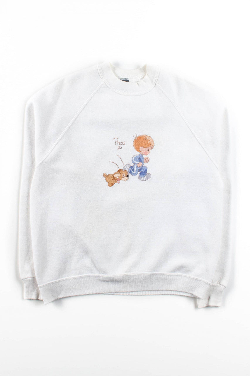 Vintage Cross Stich Press On Sweatshirt
