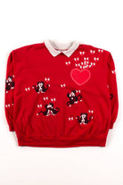 Vintage Kittens & Hearts Collared Sweatshirt
