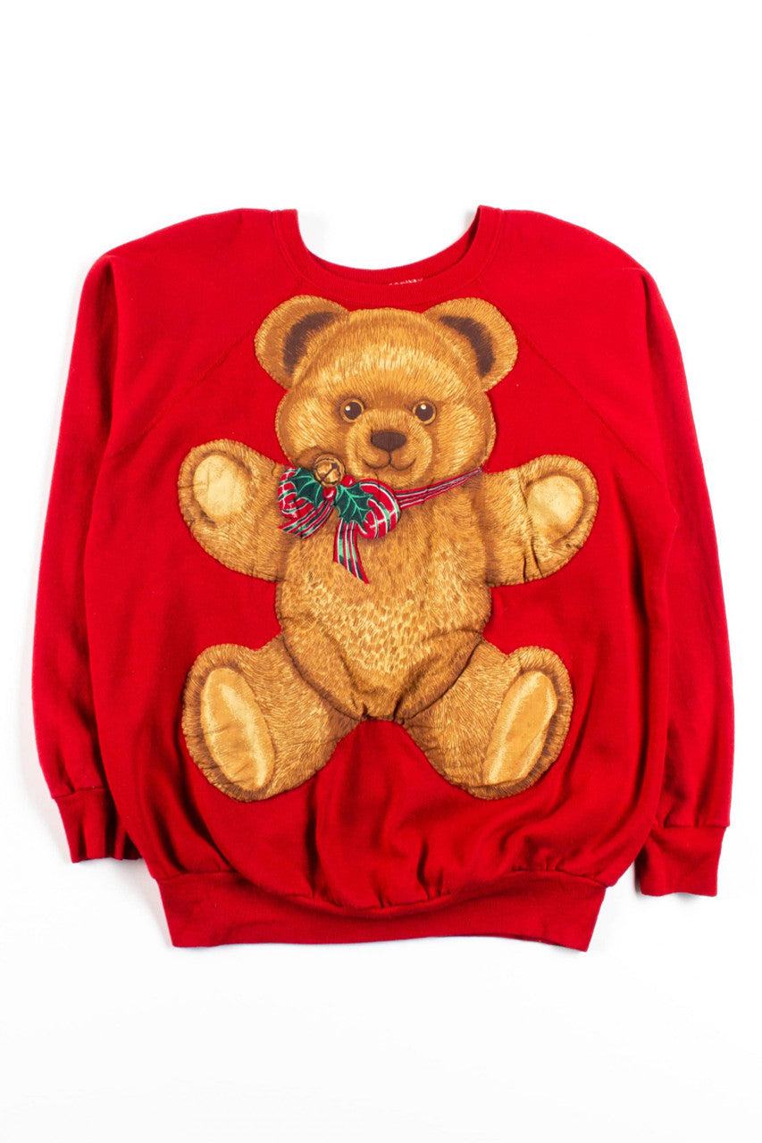 Vintage Embroidered Teddy Bear Sweatshirt