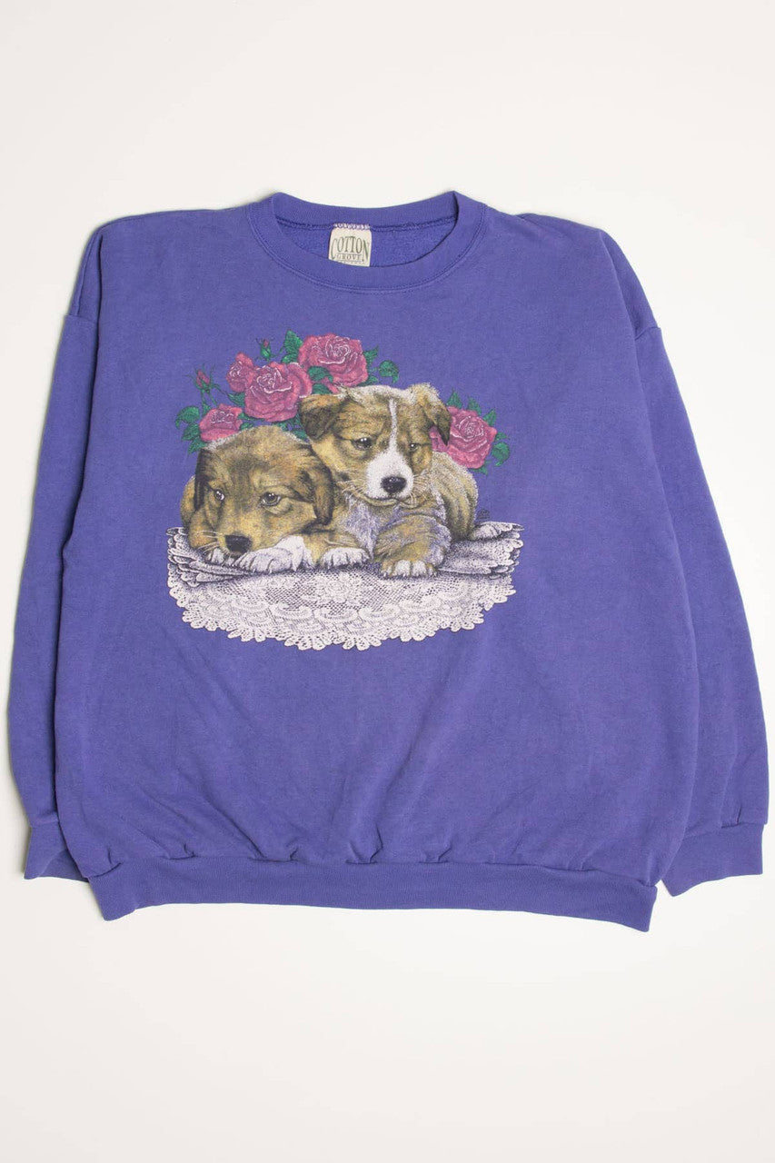 Vintage Puppies Roses Sweatshirt