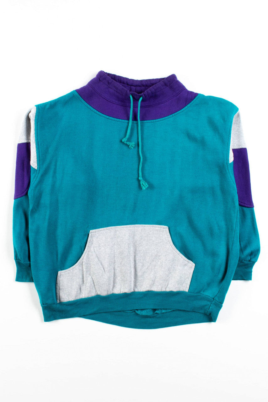 Vintage Teal Color Block Sweatshirt