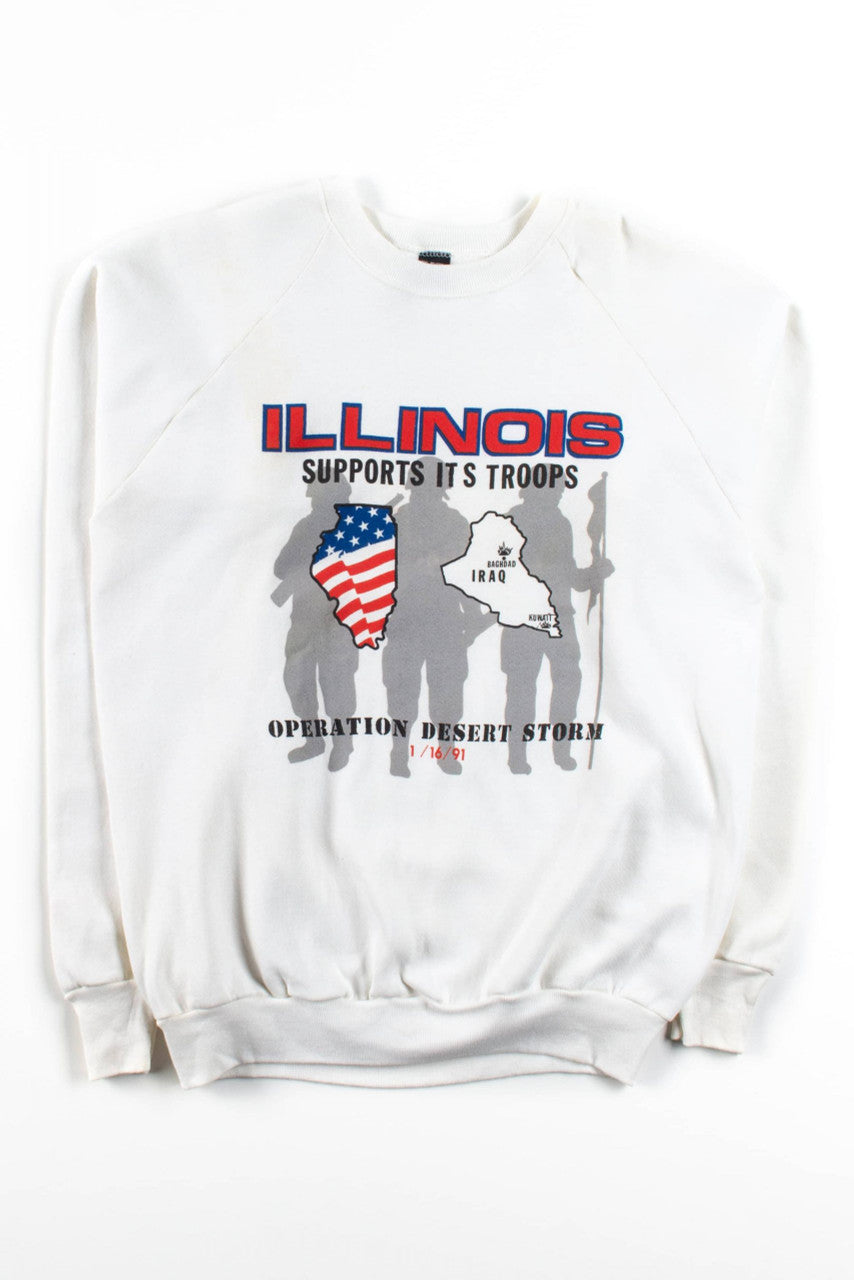 Vintage Illinois Supports Its Troops Desert Storm Sweatshirt (1991)