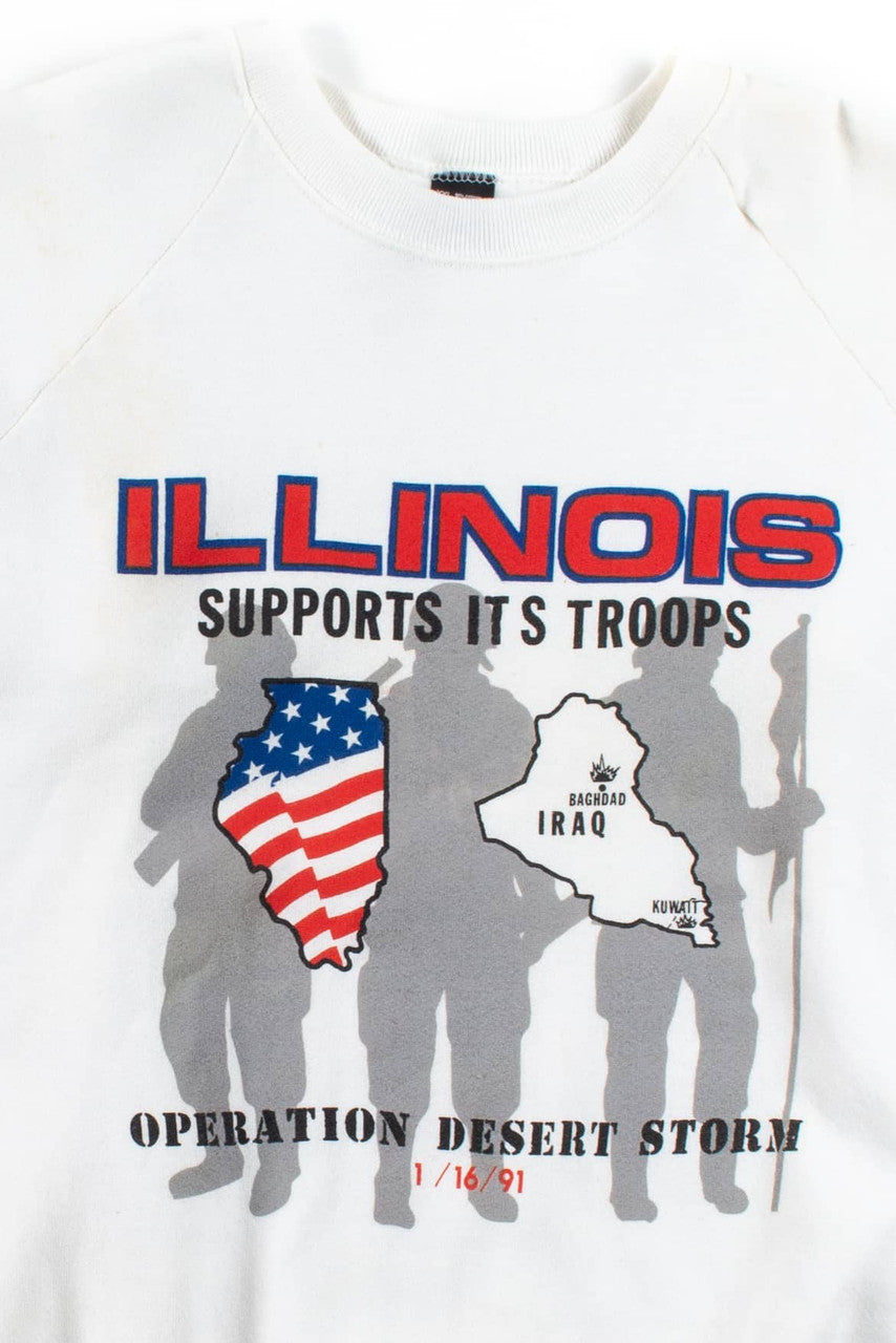 Vintage Illinois Supports Its Troops Desert Storm Sweatshirt (1991)