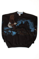 Vintage Night Eagle Allover Graphic Sweatshirt