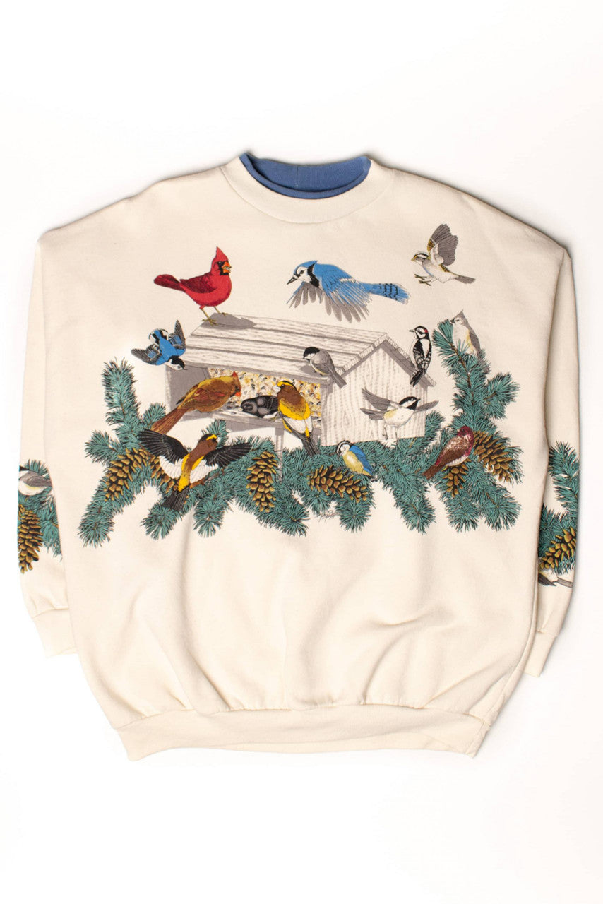 Vintage Bird Feeder Allover Graphic Sweatshirt