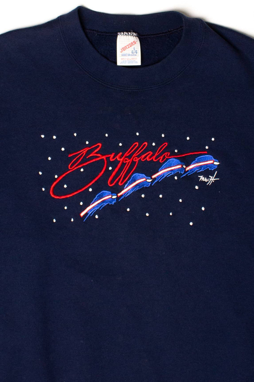 Vintage Buffalo Bills 4 Time Champs Embroidered Sweatshirt (1990s)