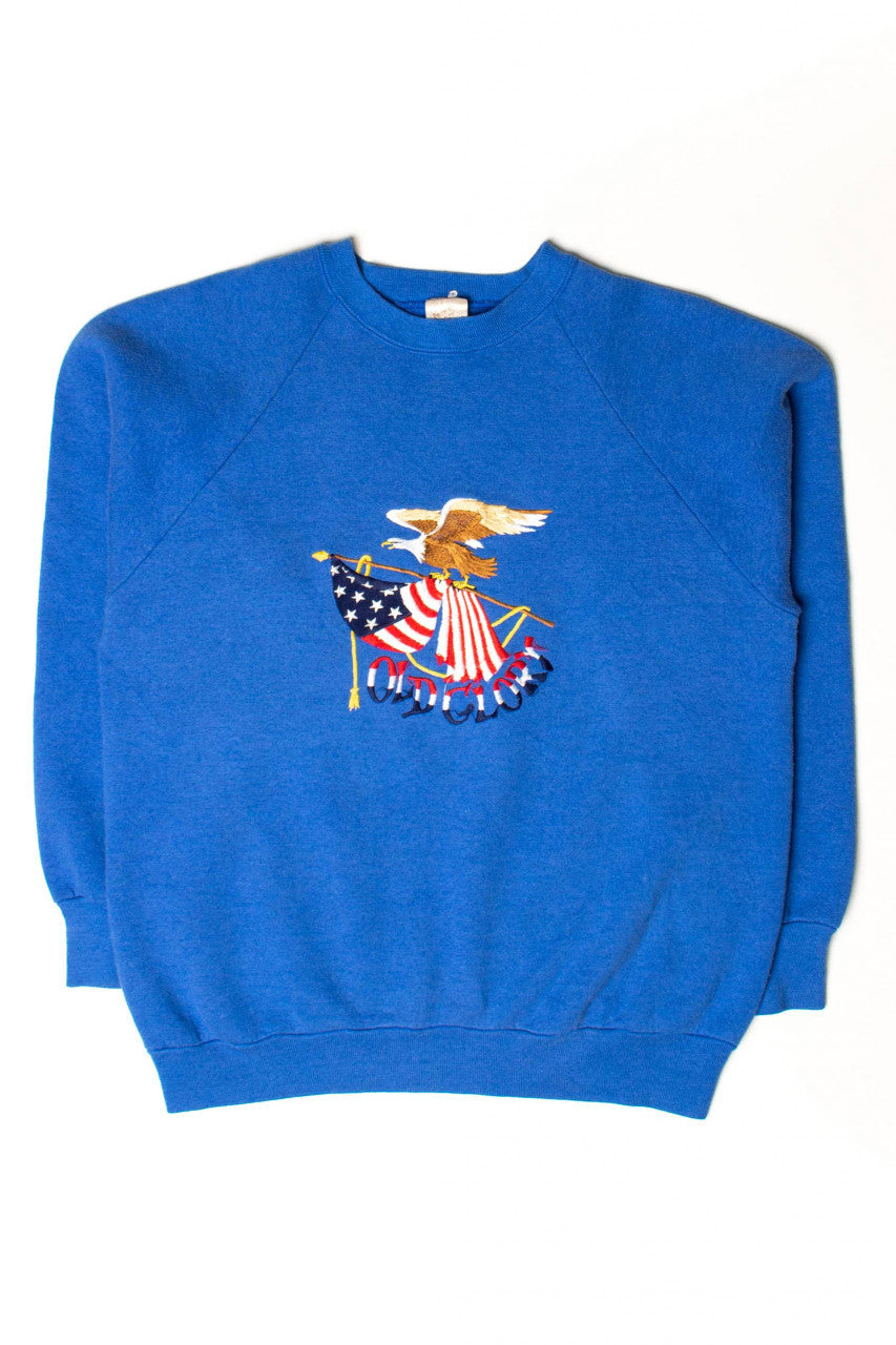 Vintage  Embroidered Old Glory Sweatshirt