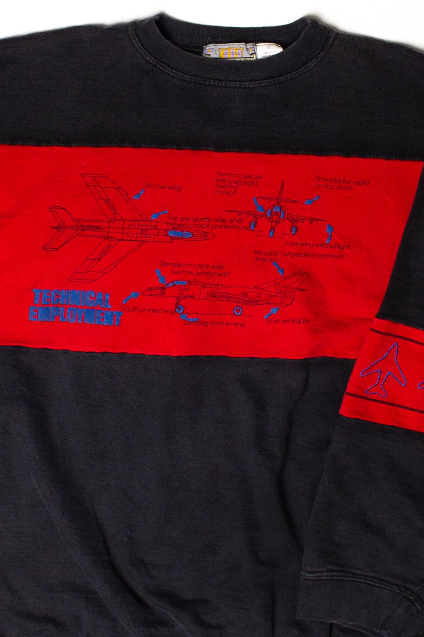 Vintage Technical Employment Fighter Jet Sweatshirt (1990s)