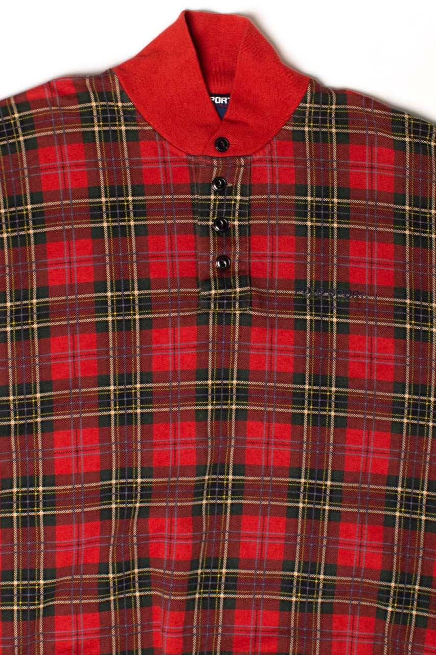 Vintage Polo Sport Red Plaid Sweatshirt (1990s)