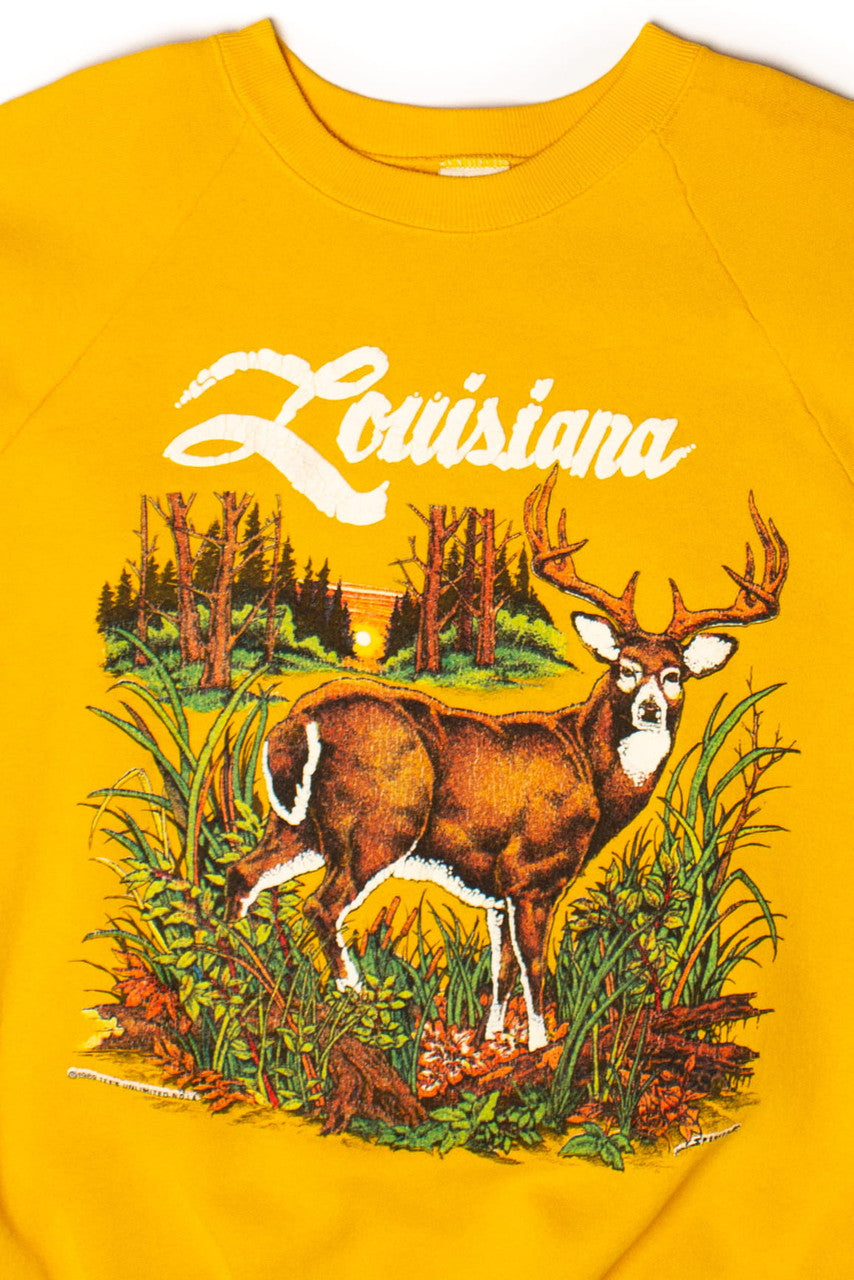 Vintage Mustard Louisiana Deer Sweatshirt (1989)