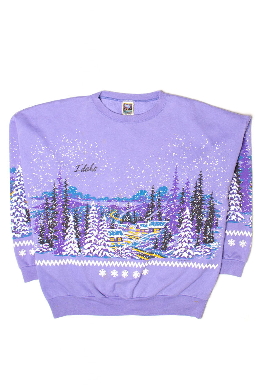 Vintage Idaho Winter Allover Graphic Sweatshirt (1991)