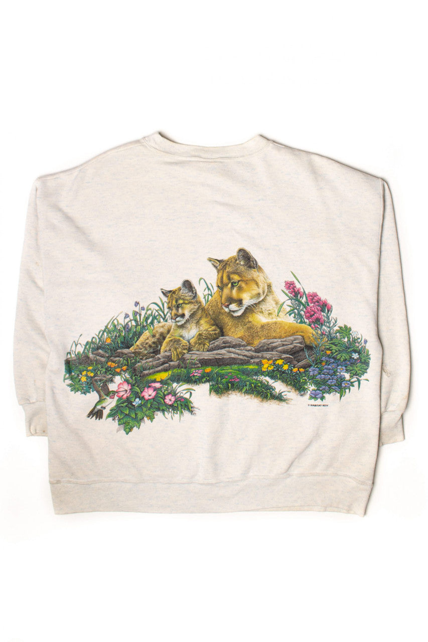 Vintage Big Cats & Flowers Sweatshirt (1990s)