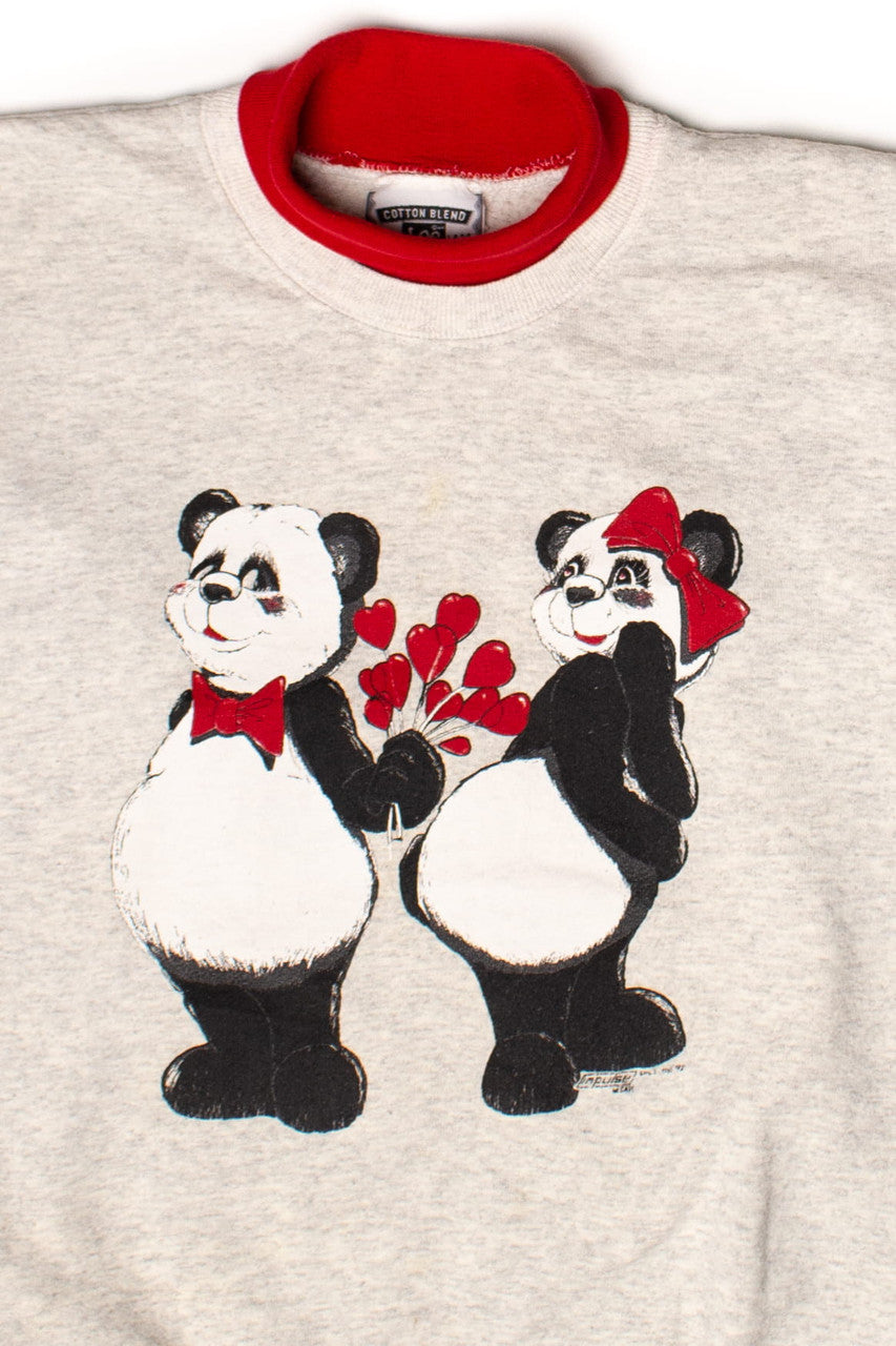 Vintage Panda Valentines Turtleneck Sweatshirt (1990s)