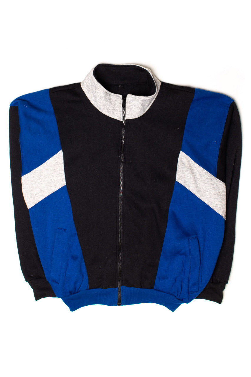 Vintage Black & Blue Zip Sweatshirt Jacket