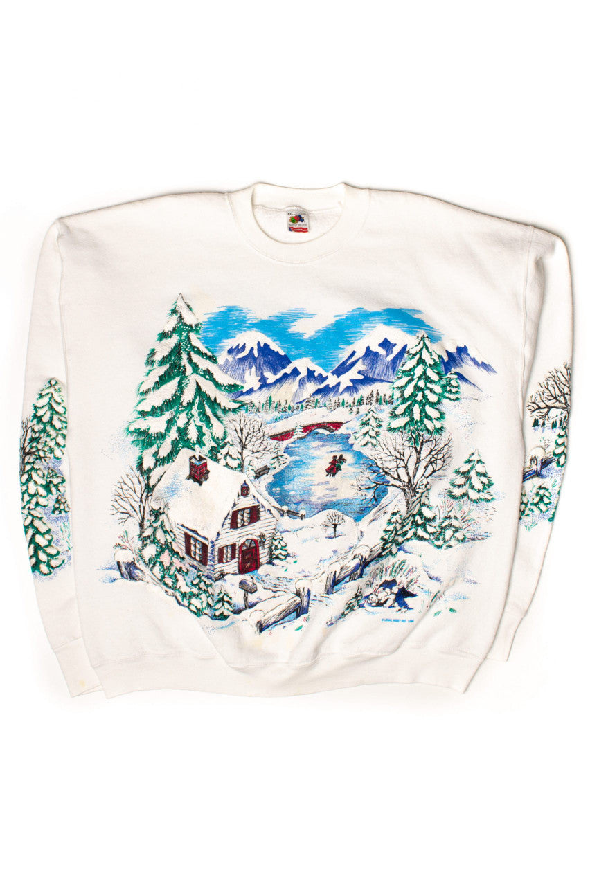 Vintage Ice Skating Allover Graphic Sweatshirt (1994)