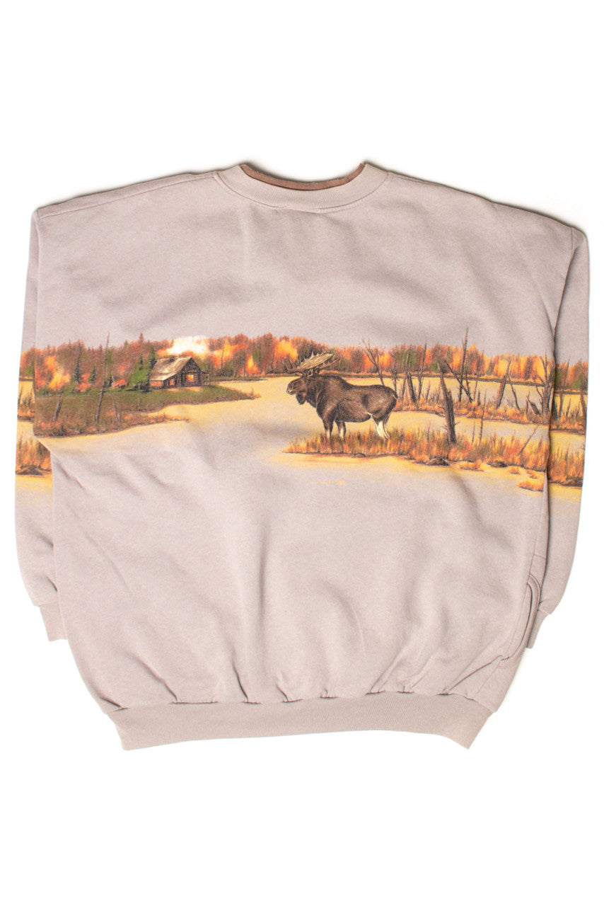 Vintage Wetland Moose Pocket Sweatshirt (1990s)