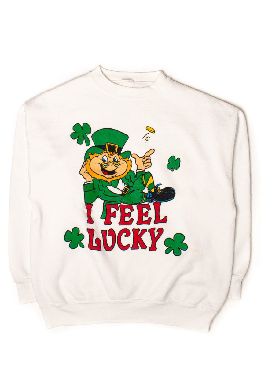 Vintage I Feel Lucky Leprechaun Sweatshirt 2