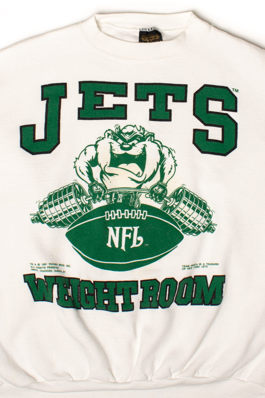 Vintage New York Jets Weight Room Taz Sweatshirt (1991)