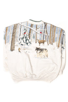 Vintage Allover Graphic Winter Forest Sweatshirt (1990s)