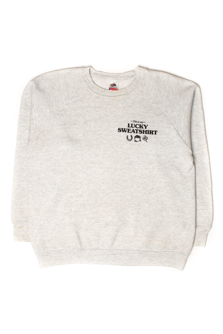 Ragstock Original Screen Print Gray Lucky Sweatshirt (L)