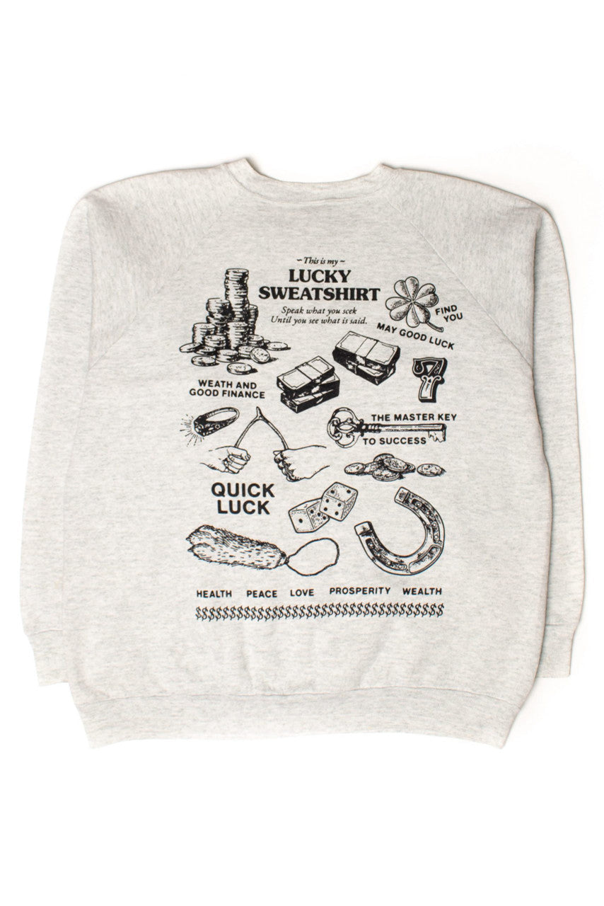 Ragstock Original Screen Print Gray Lucky Sweatshirt (L)