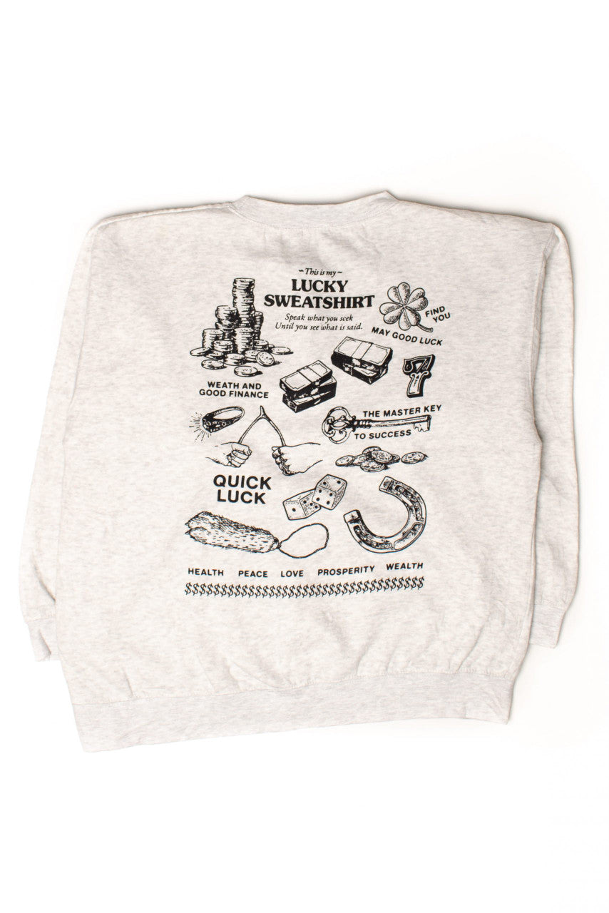 Ragstock Original Screen Print Gray Lucky Sweatshirt (L) 1