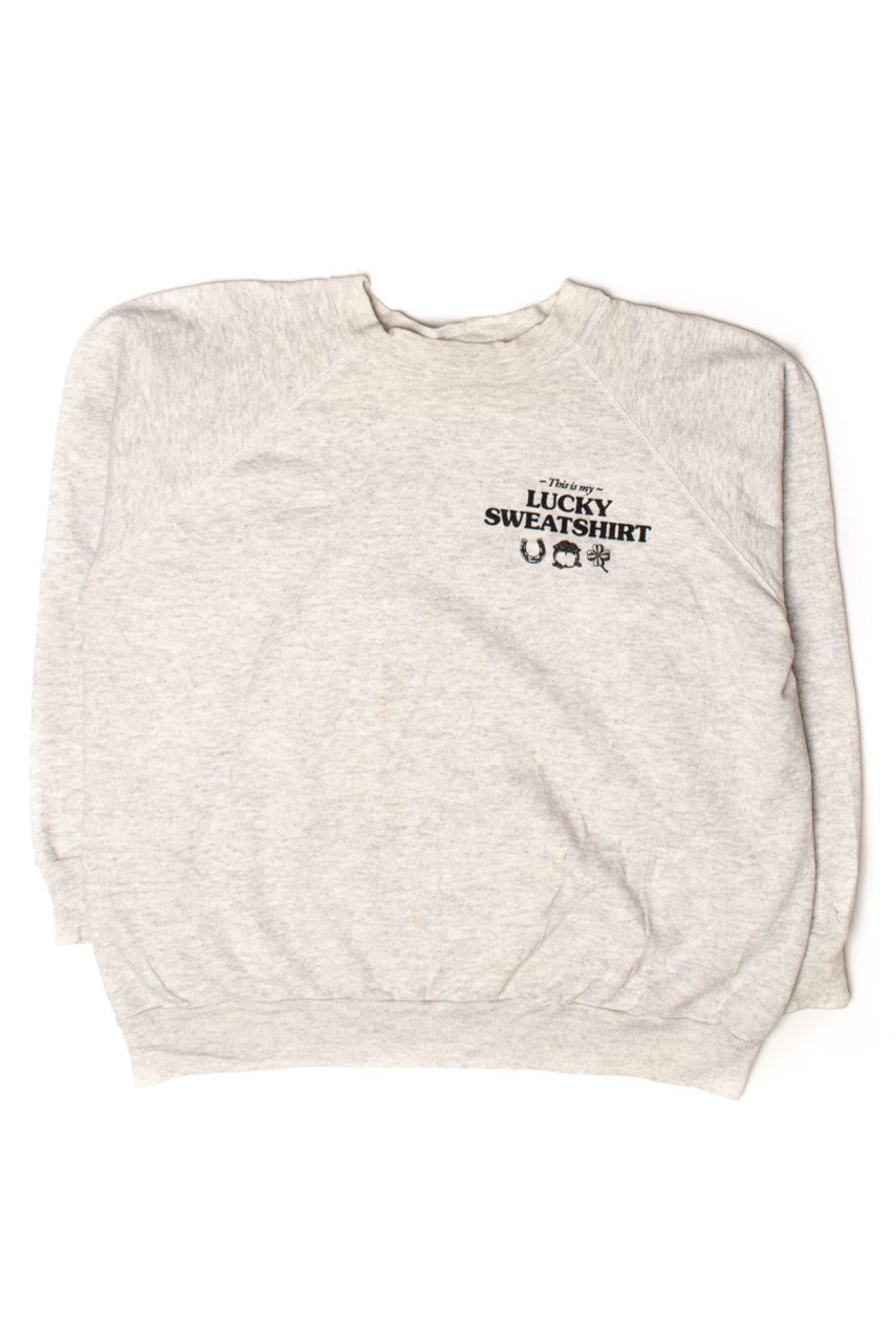 Ragstock Original Screen Print Gray Lucky Sweatshirt (XL)